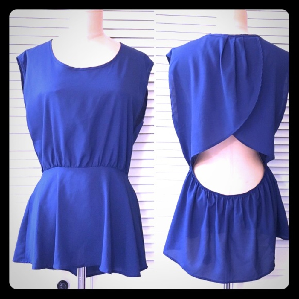 Peaches N Cream Blue Peplum Top